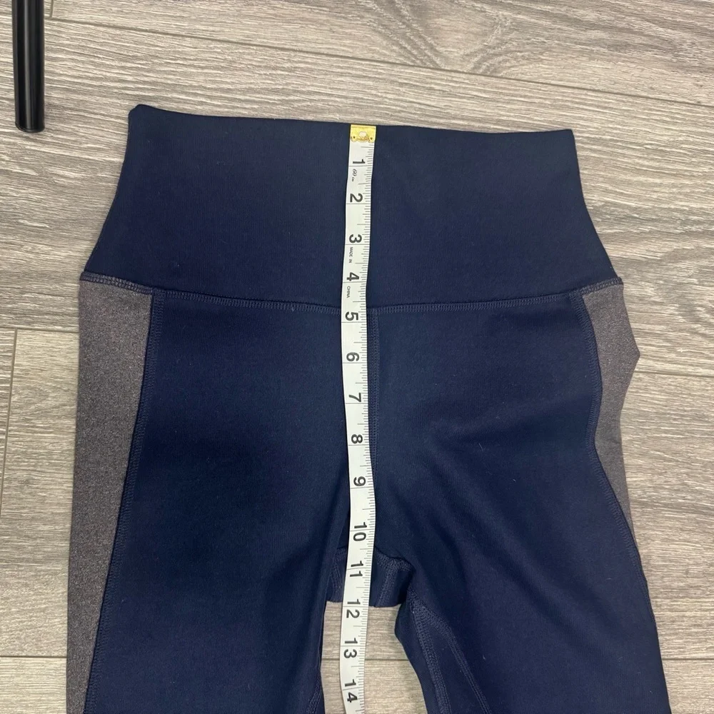 ALO Yoga Elevate Hi-Rise Leggings Navy Gray Mesh Colorblock Size XS GUC